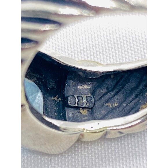 David Yurman Sterling Silver 14k Gold 8mm Blue Stone Noblesse Ring, - Picture 7 of 7